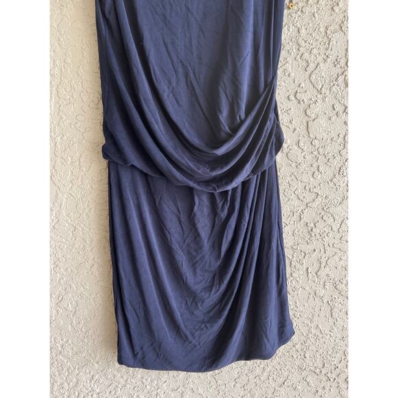 Theory size large navy blue silk & viscose knit dress - Picture 2 of 4